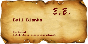 Bali Bianka névjegykártya
